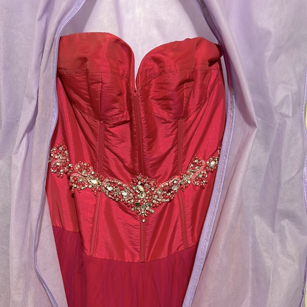 Pink strapless prom dress